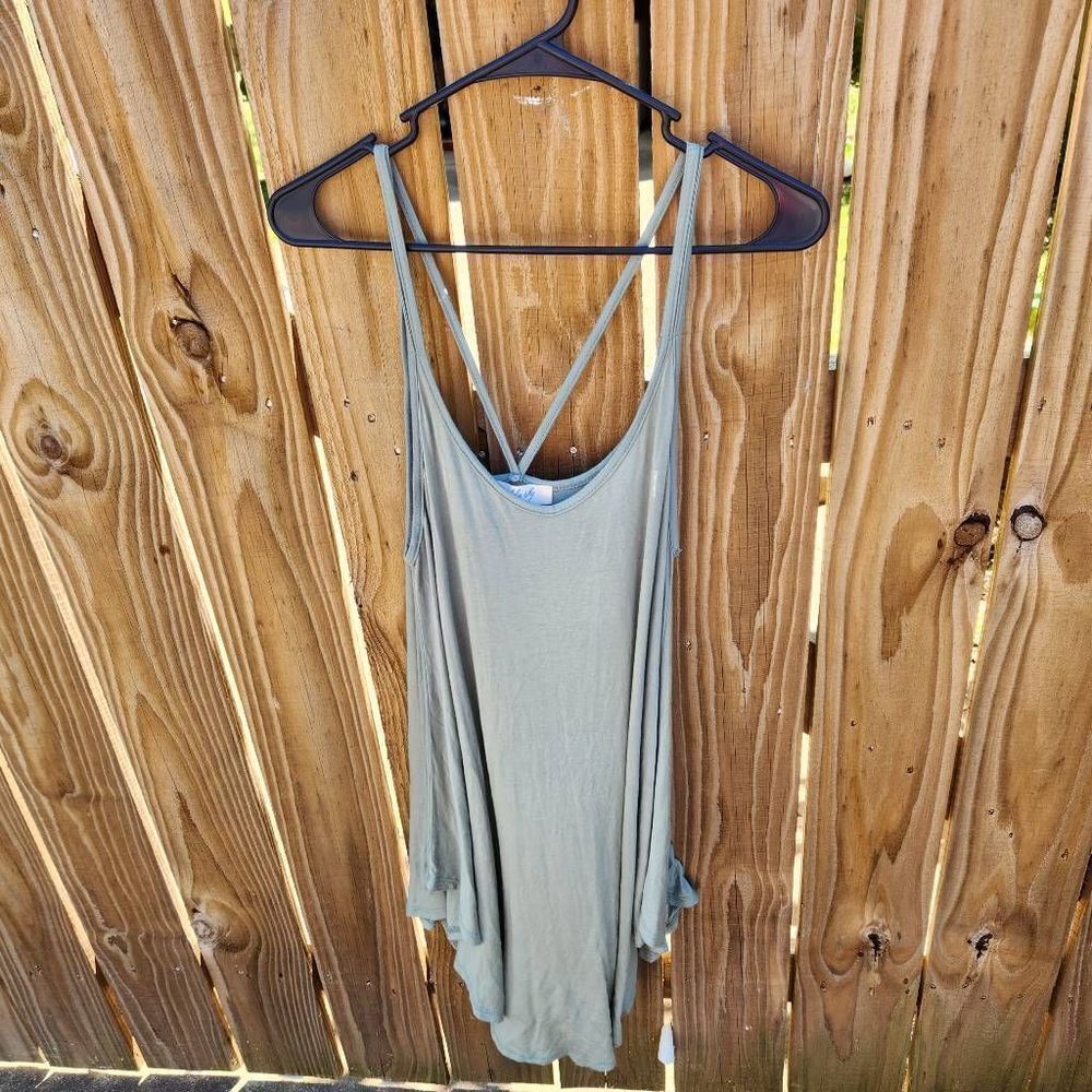 Green Strappy Tunic Tank Women's Medium Lela Sky